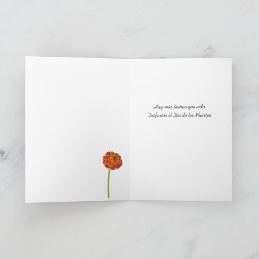 Dia de los Muertos Sugar Skull, Blume en Español Karte (Innenseite)