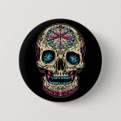 Dia De Los Muertos Sugar Skull Button (Vorderseite)