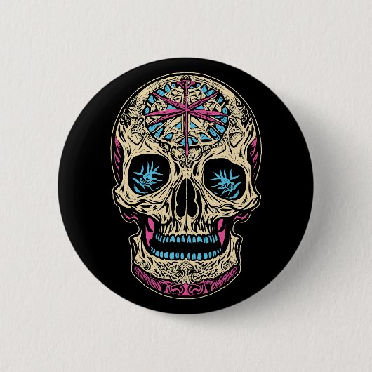 Dia De Los Muertos Sugar Skull Button (Vorderseite)