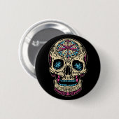 Dia De Los Muertos Sugar Skull Button (Vorne & Hinten)