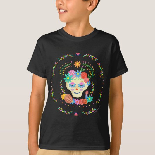 Día de los Muertos Sugar Skull Circular Design T-Shirt (Vorderseite)