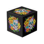 Dia De Los Muertos, Sugar Skull Design Würfel (Rückseite Schrägansicht)
