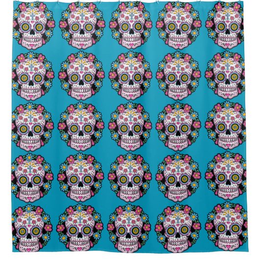 Dia de los Muertos Sugar Skull Duschvorhang (Vorderseite)