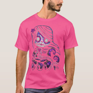 Dia De Los Muertos Sugar Skull Emo Punk Gothic Gra T-Shirt