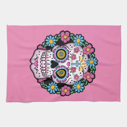Dia de los Muertos Sugar Skull Geschirrtuch (Horizontal)