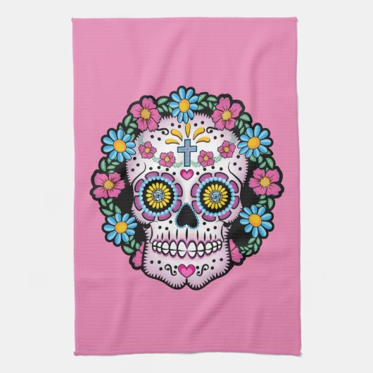 Dia de los Muertos Sugar Skull Geschirrtuch (Vertikal)