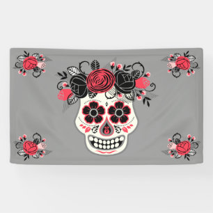 Dia de los Muertos Sugar Skull, grau Banner