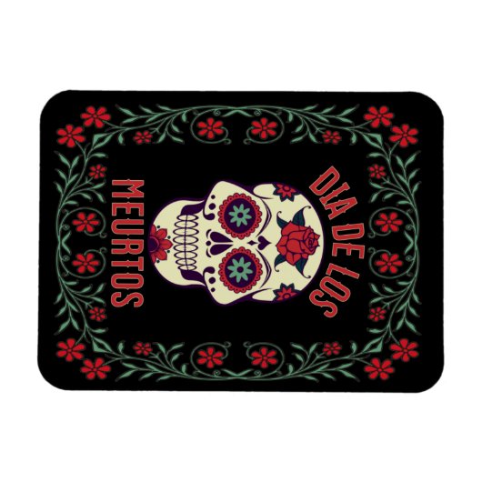 Dia de los Muertos Sugar Skull Magnet (Horizontal)