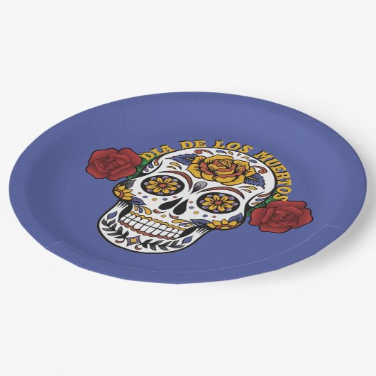 Dia de los Muertos Sugar Skull Pappteller (Schrägansicht)