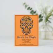 Dia De Los Muertos Sugar Skull Party Einladungspostkarte (Stehend Vorderseite)