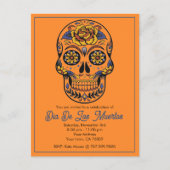 Dia De Los Muertos Sugar Skull Party Einladungspostkarte (Vorderseite)