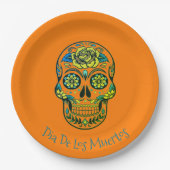 Dia De Los Muertos Sugar Skull Party Orange Pappteller (Vorderseite)