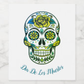 Dia De Los Muertos Sugar Skull Party White Weinetikett (Einzelnes Label)