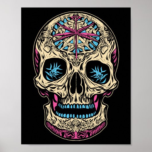 Dia De Los Muertos Sugar Skull Poster (Vorne)