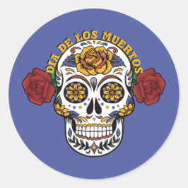 Dia de los Muertos Sugar Skull Runder Aufkleber