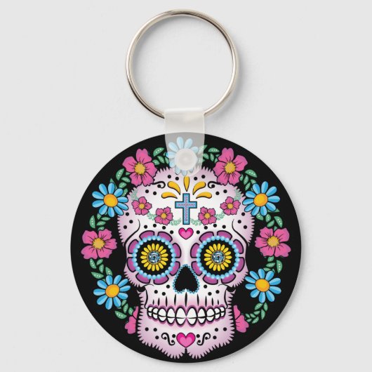 Dia de los Muertos Sugar Skull Schlüsselanhänger (Vorderseite)