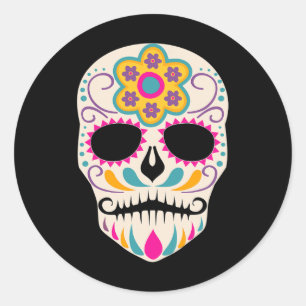 Dia de Los Muertos Sugar Skull Spanischer Tag der Runder Aufkleber