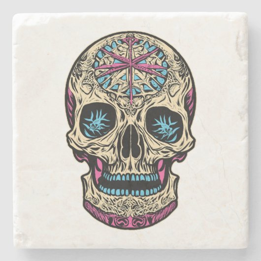 Dia De Los Muertos Sugar Skull Steinuntersetzer (Vorderseite)