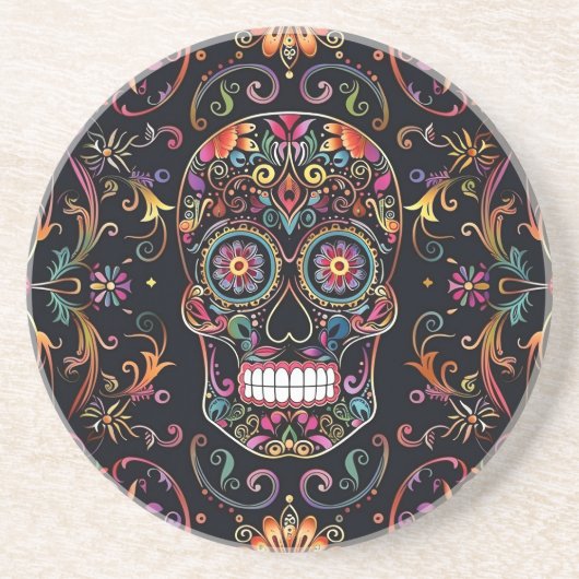 Dia de los Muertos Sugar Skull Stone Getränkeuntersetzer (Vorne)
