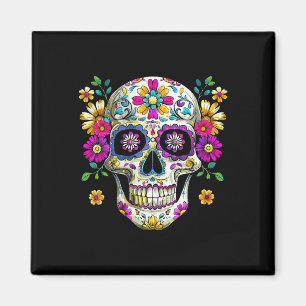 Dia De Los Muertos Sugar Skull T-Shirt Cinco De Ma Magnet