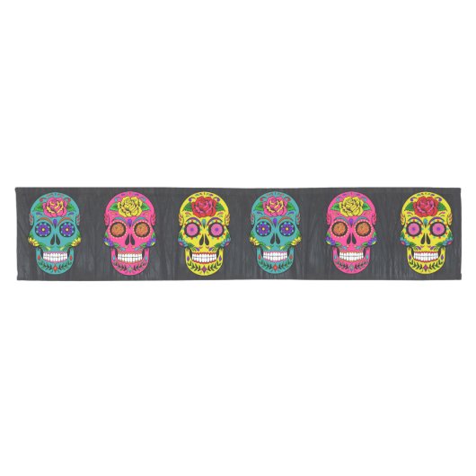 Día de los Muertos Sugar Skulls Dark Trees 14X72" Kurzer Tischläufer (Horizontal)