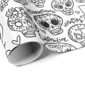 Dia de Los Muertos Sugar Skulls - Farbe für Erwach Geschenkpapier (Rolleneckpunkt)
