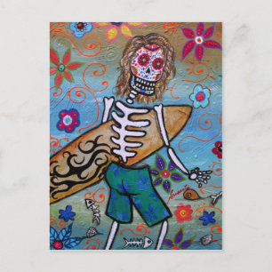 Dia de los Muertos SURFER Postkarte