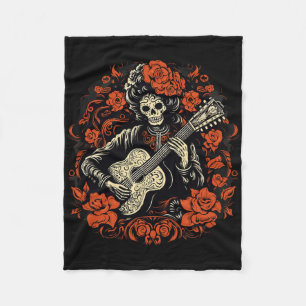 Dia De Los Muertos Tag Der Toten Halloween Skelett Fleecedecke