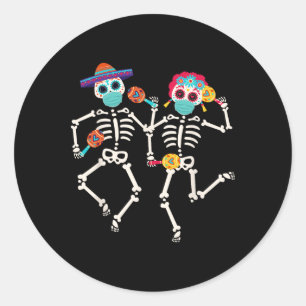 Dia de Los Muertos Tag des Toten Schädeltanzes Runder Aufkleber