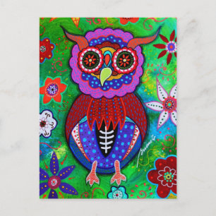 Dia de los Muertos talavera Wise Owl Postkarte