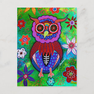 Dia de los Muertos talavera Wise Owl Postkarte