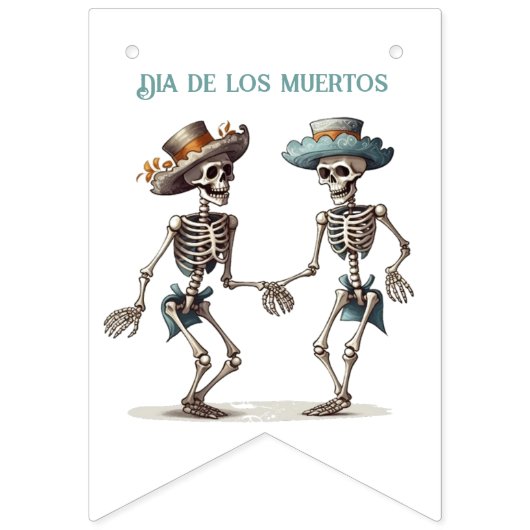 Dia de los Muertos tanzende Skelette anpassbar Wimpelkette (Erste Fahne)