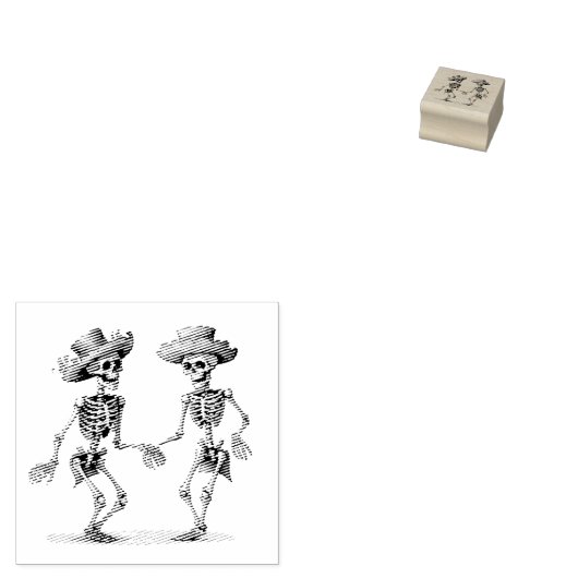 Dia de los Muertos tanzt männliche Skelette Gummistempel (Stempel)