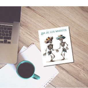Dia de los Muertos tanzt männliche Skelette Postkarte