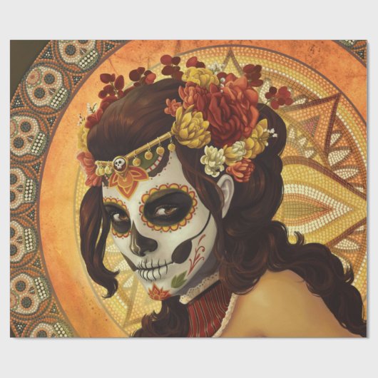 Dia De Los Muertos Throw Pillow Geschenkpapier (Flach)