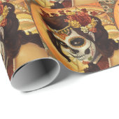 Dia De Los Muertos Throw Pillow Geschenkpapier (Rolleneckpunkt)