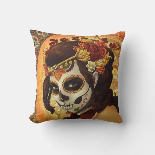Dia De Los Muertos Throw Pillow Kissen (Vorderseite)