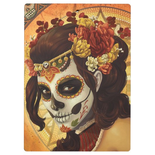 Dia De Los Muertos Throw Pillow Klemmbrett (Rückseite)