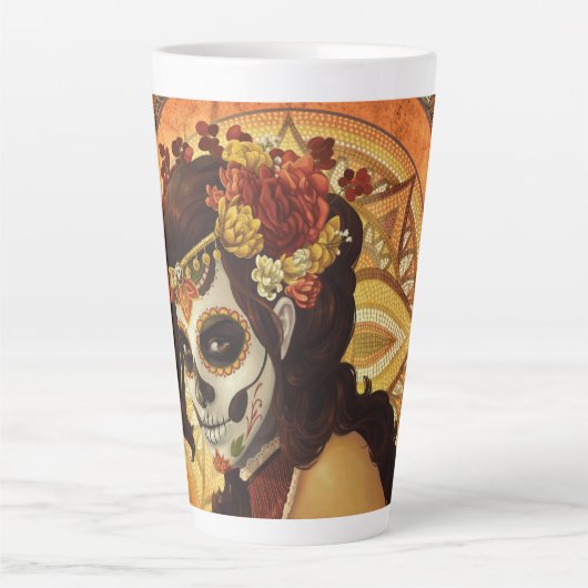 Dia De Los Muertos Throw Pillow Milchtasse (Vorderseite)