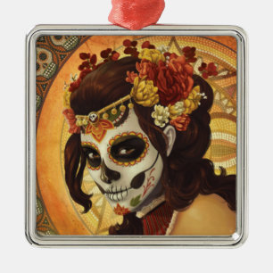 Dia De Los Muertos Throw Pillow Ornament Aus Metall