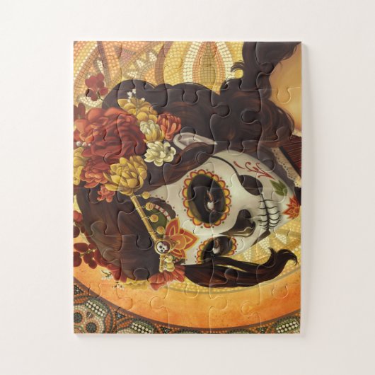 Dia De Los Muertos Throw Pillow Puzzle (Vertikal)