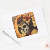 Dia De Los Muertos Throw Pillow Quadratischer Aufkleber (Umschlag)