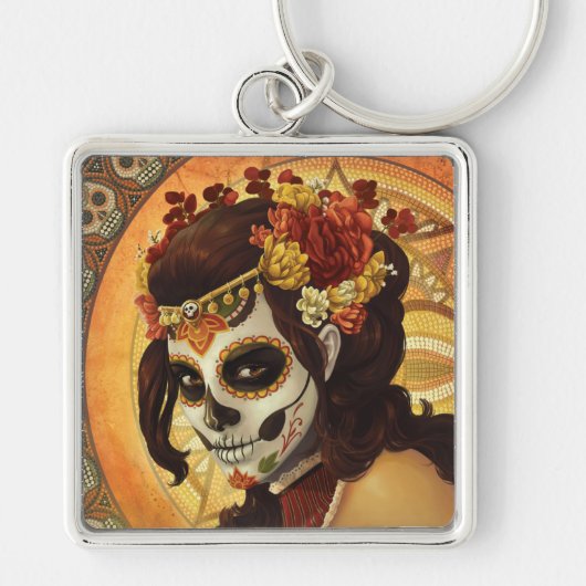 Dia De Los Muertos Throw Pillow Schlüsselanhänger (Vorne)