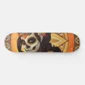Dia De Los Muertos Throw Pillow Skateboard (Horizontal)