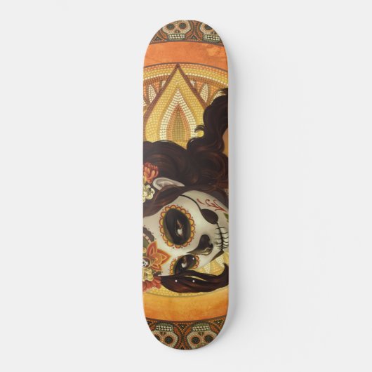 Dia De Los Muertos Throw Pillow Skateboard (Vorderseite)