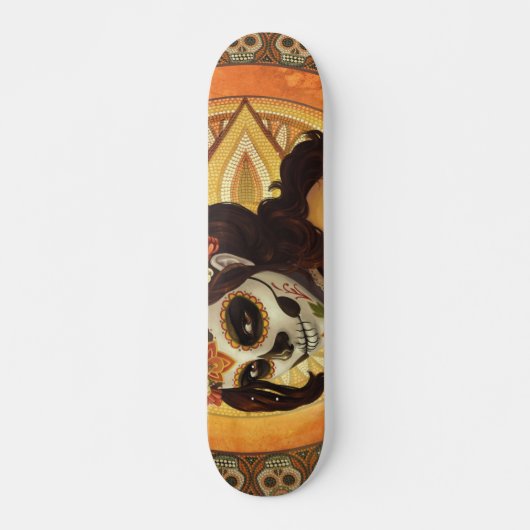 Dia De Los Muertos Throw Pillow Skateboard (Vorne)