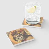 Dia De Los Muertos Throw Pillow Steinuntersetzer (Seitenansicht)