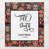 Día de los muertos Till Death Engagement Party Weinetikett (Einzelnes Label)
