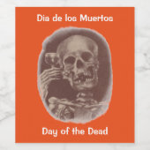 Dia de los Muertos Toasting Skeleton Weinkarte Weinetikett (Einzelnes Label)
