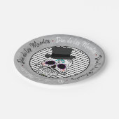 Dia de los Muertos| Top Hat Skull & Strip Pappteller (Schrägansicht)